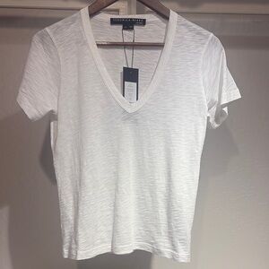 Veronica Beard Jeans White Casey V-Neck Women's Top